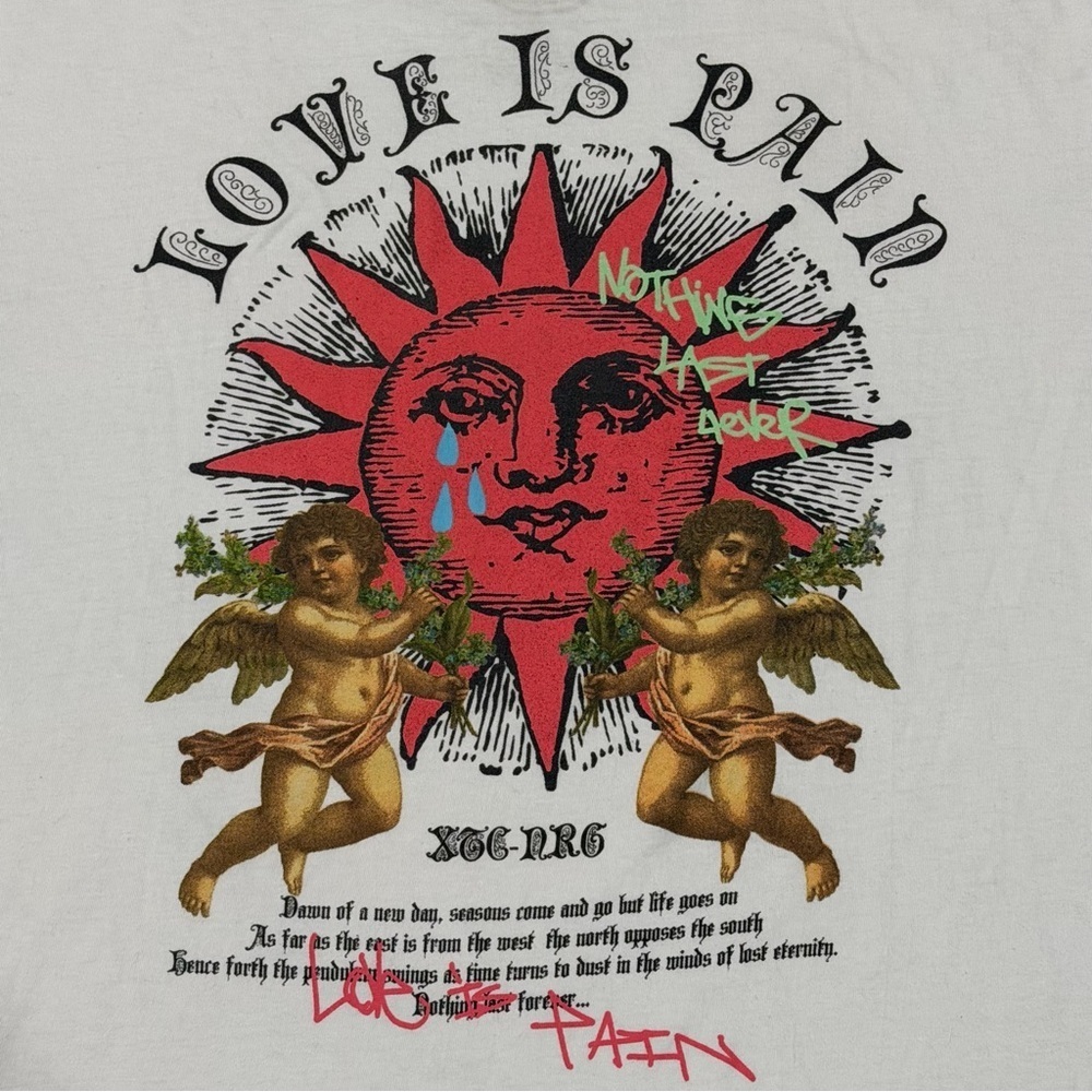 CVLA Shirt Mens Size XL Love Is Pain White Front Back Graphic Cotton Tee-Shirt - Picture 4 of 13